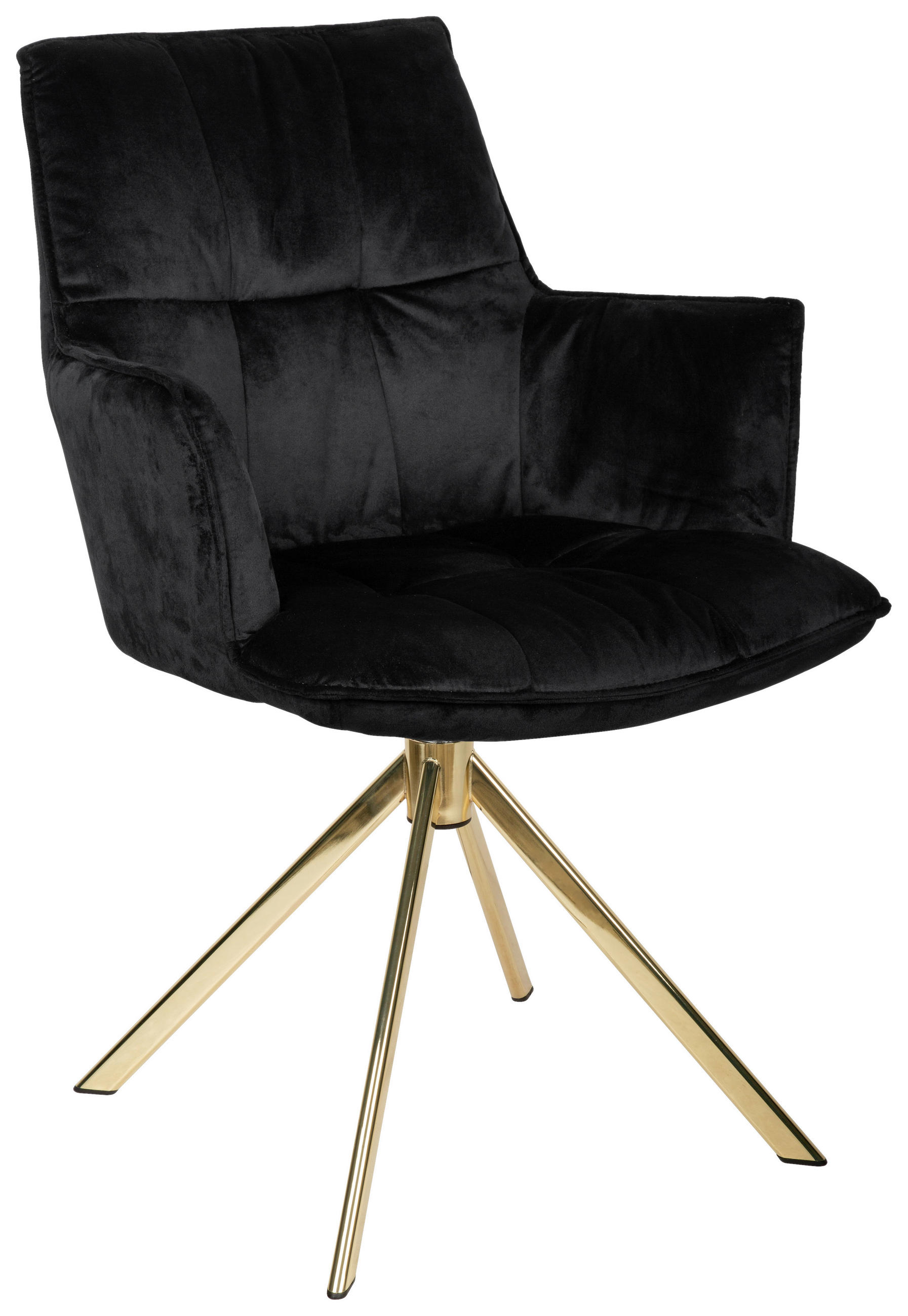 ARMLEHNSTUHL  in Edelstahl Samt  - Goldfarben/Schwarz, Design, Textil/Metall (59/89,5/63cm) - Novel