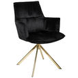 ARMLEHNSTUHL  Stoffauswahl, Sitzfläche 360° drehbar, automatische Rückholfunktion Samt  - Goldfarben/Schwarz, Design, Textil/Metall (59/89,5/63cm) - Novel