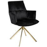 ARMLEHNSTUHL  Stoffauswahl, Sitzfläche 360° drehbar, automatische Rückholfunktion Samt  - Goldfarben/Schwarz, Design, Textil/Metall (59/89,5/63cm) - Novel