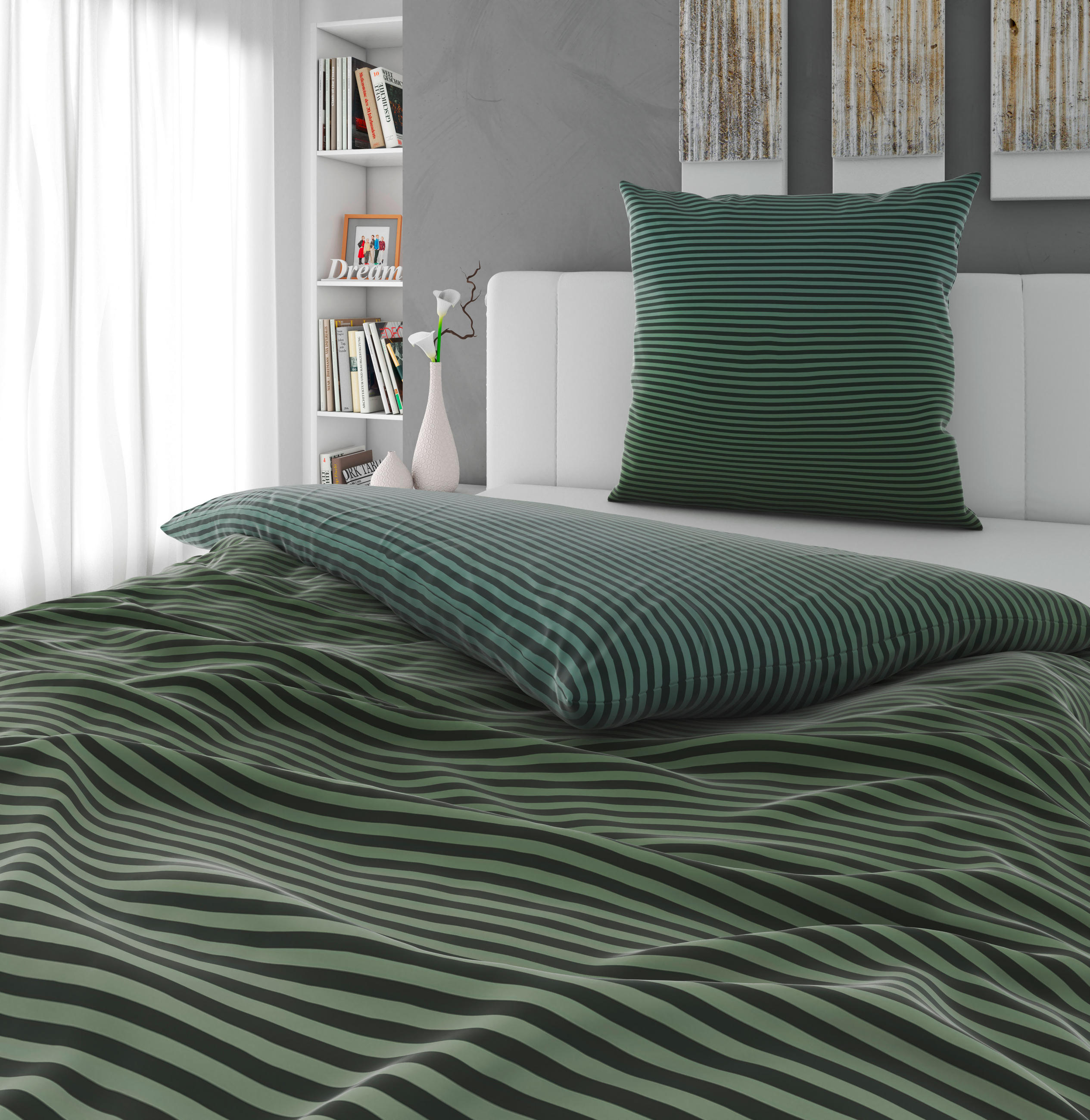 BETTWÄSCHE Satin 135/200 cm  - Salbeigrün, Textil (135/200cm) - Novel