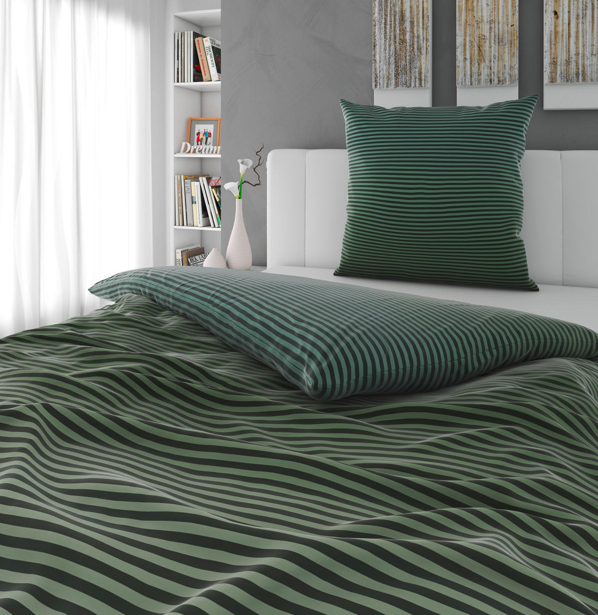 BETTWÄSCHE Satin 135/200 cm  - Salbeigrün, Textil (135/200cm) - Novel