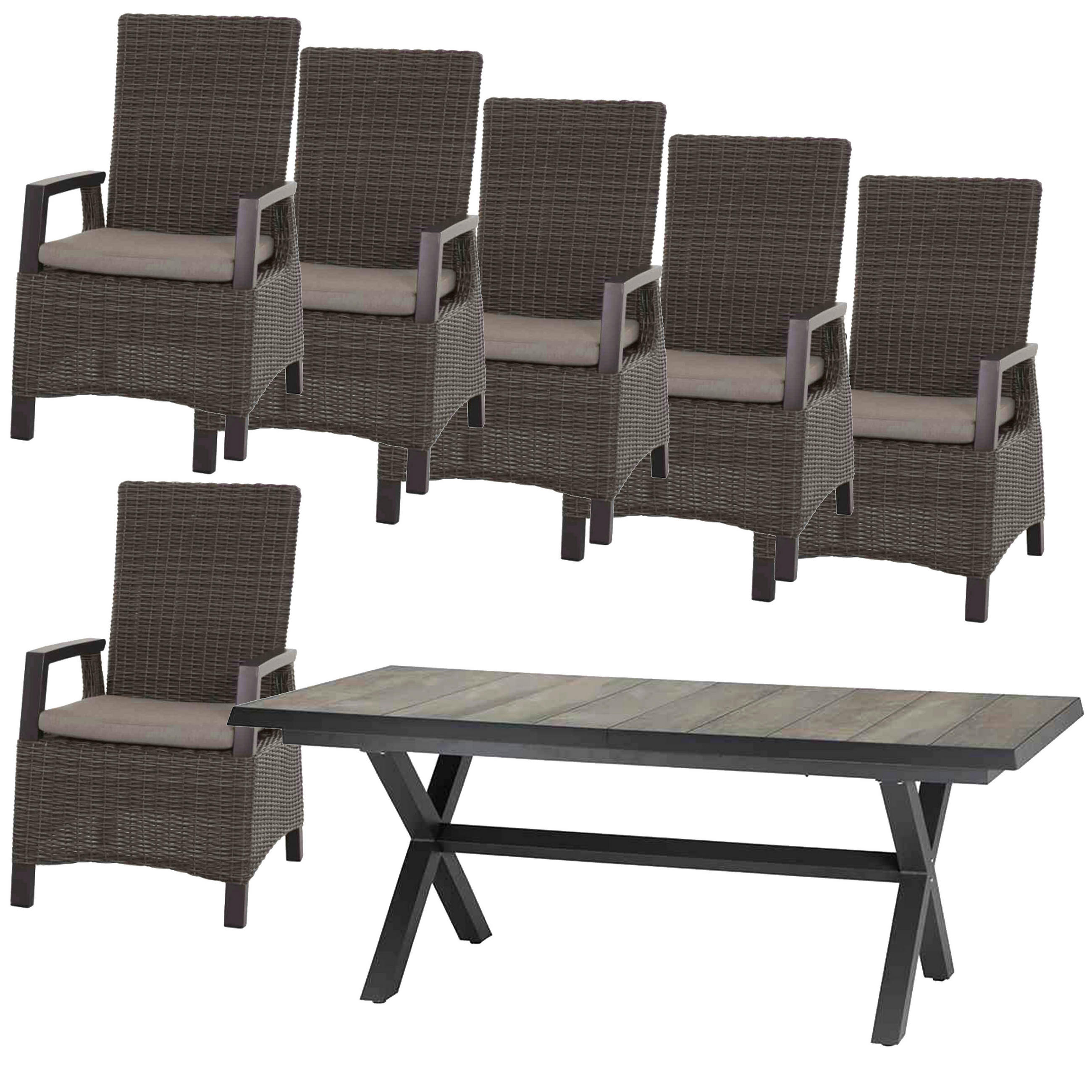 LOUNGEGARNITUR 7-teilig   72/103/83 cm Aluminium  - Grau, Basics, Keramik/Kunststoff (72/103/83cm) - Siena Garden