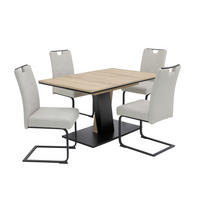 TISCHGRUPPE   - Eichefarben/Beige, MODERN, Textil/Metall (140 - 180/76/90cm) - MID.YOU