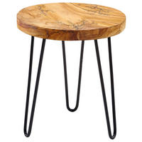 BEISTELLTISCH 40/40/47 cm Teakholz Schwarz, Teakfarben rund  - Schwarz/Teakfarben, LIFESTYLE, Holz/Metall (40/40/47cm) - Landscape