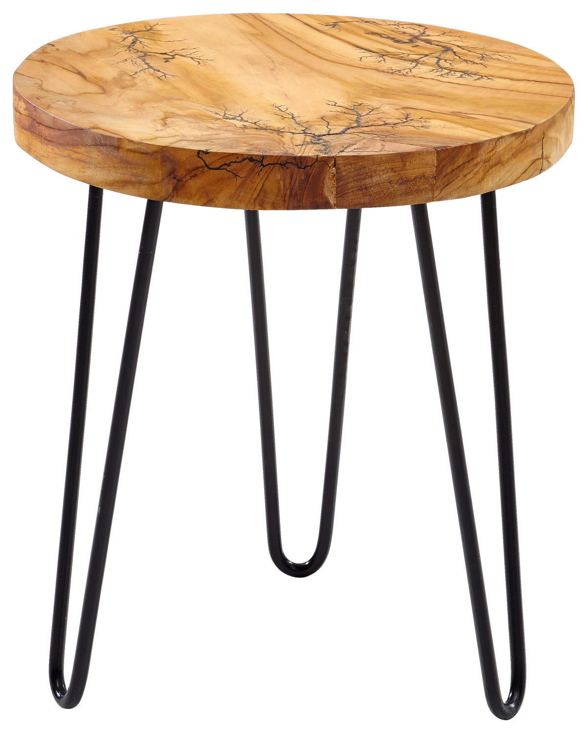 BEISTELLTISCH 40/40/47 cm Teakholz Schwarz, Teakfarben rund  - Schwarz/Teakfarben, LIFESTYLE, Holz/Metall (40/40/47cm) - Landscape