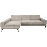 ECKSOFA Grau Chenille  inkl. Rücken echt  - Schwarz/Grau, KONVENTIONELL, Textil/Metall (184/294cm) - SetOne by Musterring