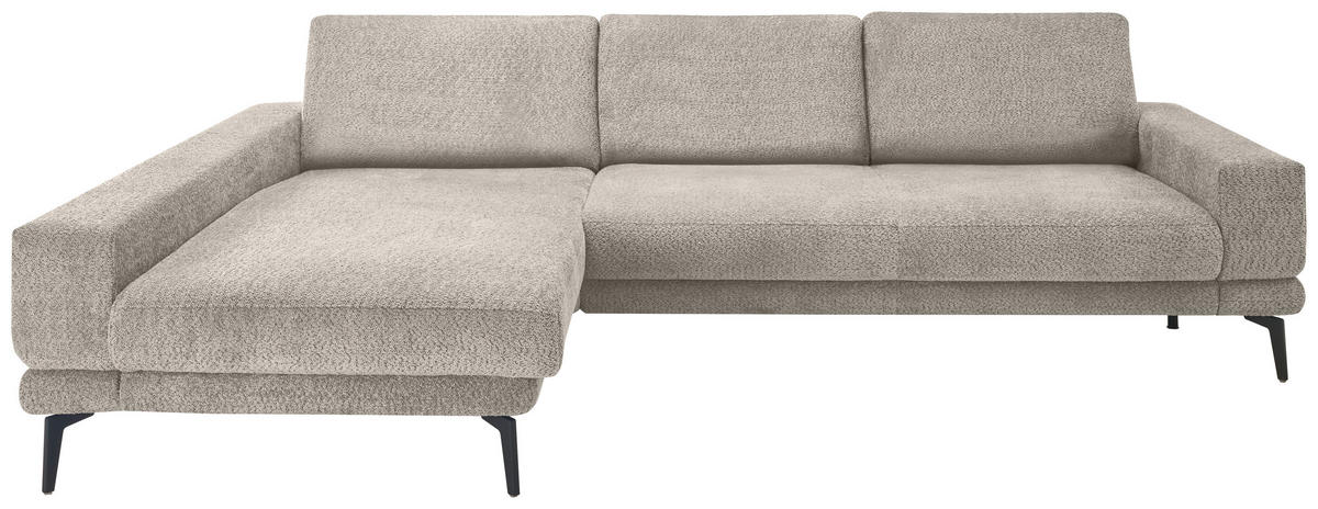 ECKSOFA Grau Chenille  inkl. Rücken echt  - Schwarz/Grau, KONVENTIONELL, Textil/Metall (184/294cm) - SetOne by Musterring