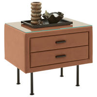 NACHTSCHRANK 60/45,5/50,5 cm  - Schwarz/Braun, KONVENTIONELL, Glas/Textil (60/45,5/50,5cm) - Dieter Knoll