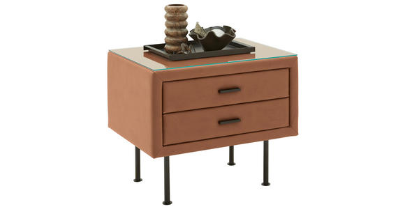 NACHTSCHRANK 60/45,5/50,5 cm - Schwarz/Braun, KONVENTIONELL, Glas/Textil (60/45,5/50,5cm) - Dieter Knoll