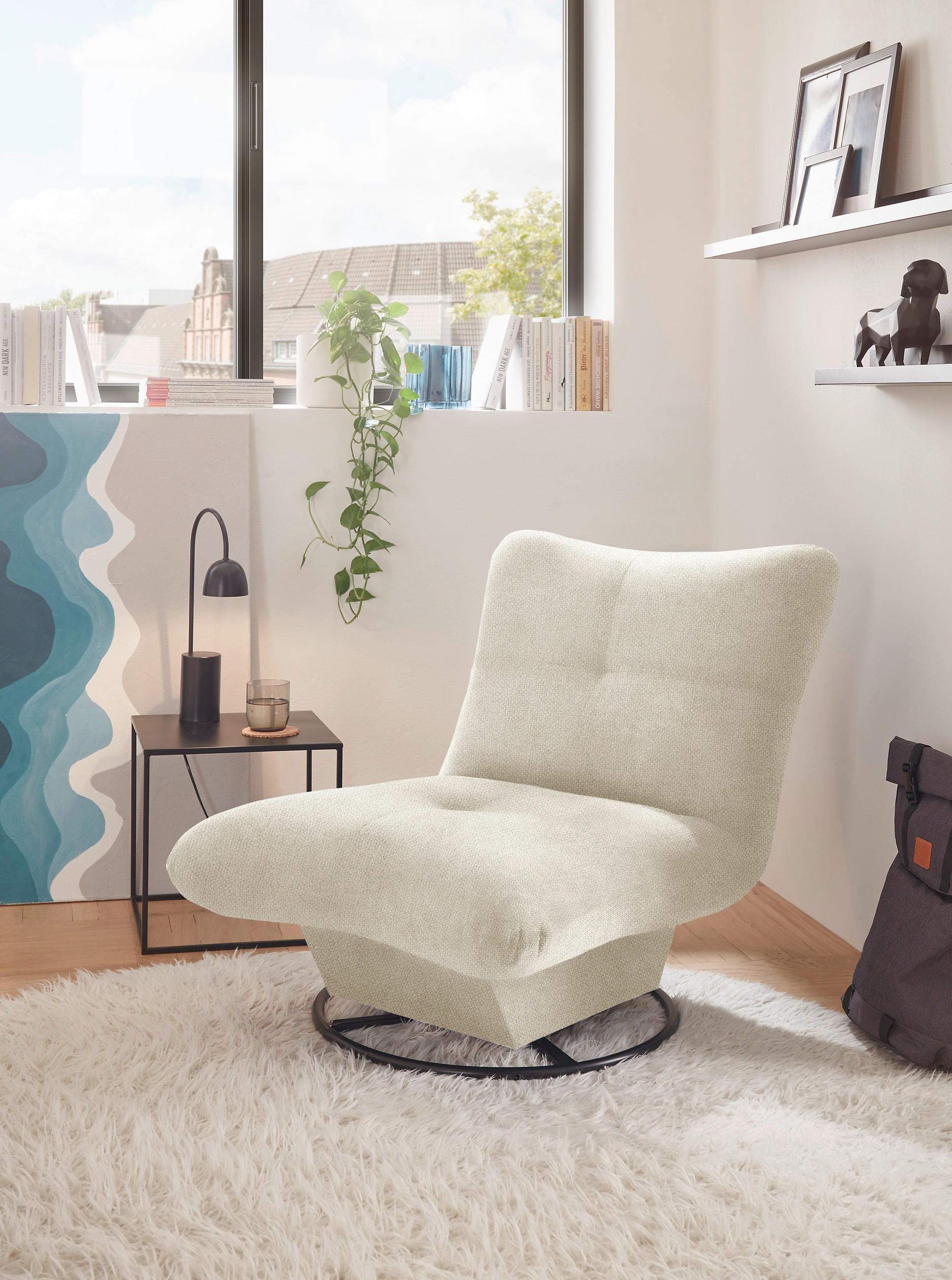 SESSEL Struktur Creme    - Creme/Schwarz, KONVENTIONELL, Textil/Metall (96/75/93cm) - Carryhome