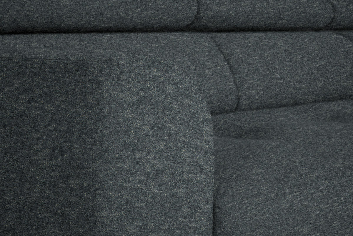 ECKSOFA in Chenille Grau  - Schwarz/Grau, Design, Textil/Metall (280/205cm) - MID.YOU