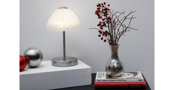 LED-TISCHLEUCHTE 15/24 cm   - Silberfarben/Weiß, Basics, Glas/Metall (15/24cm) - Boxxx