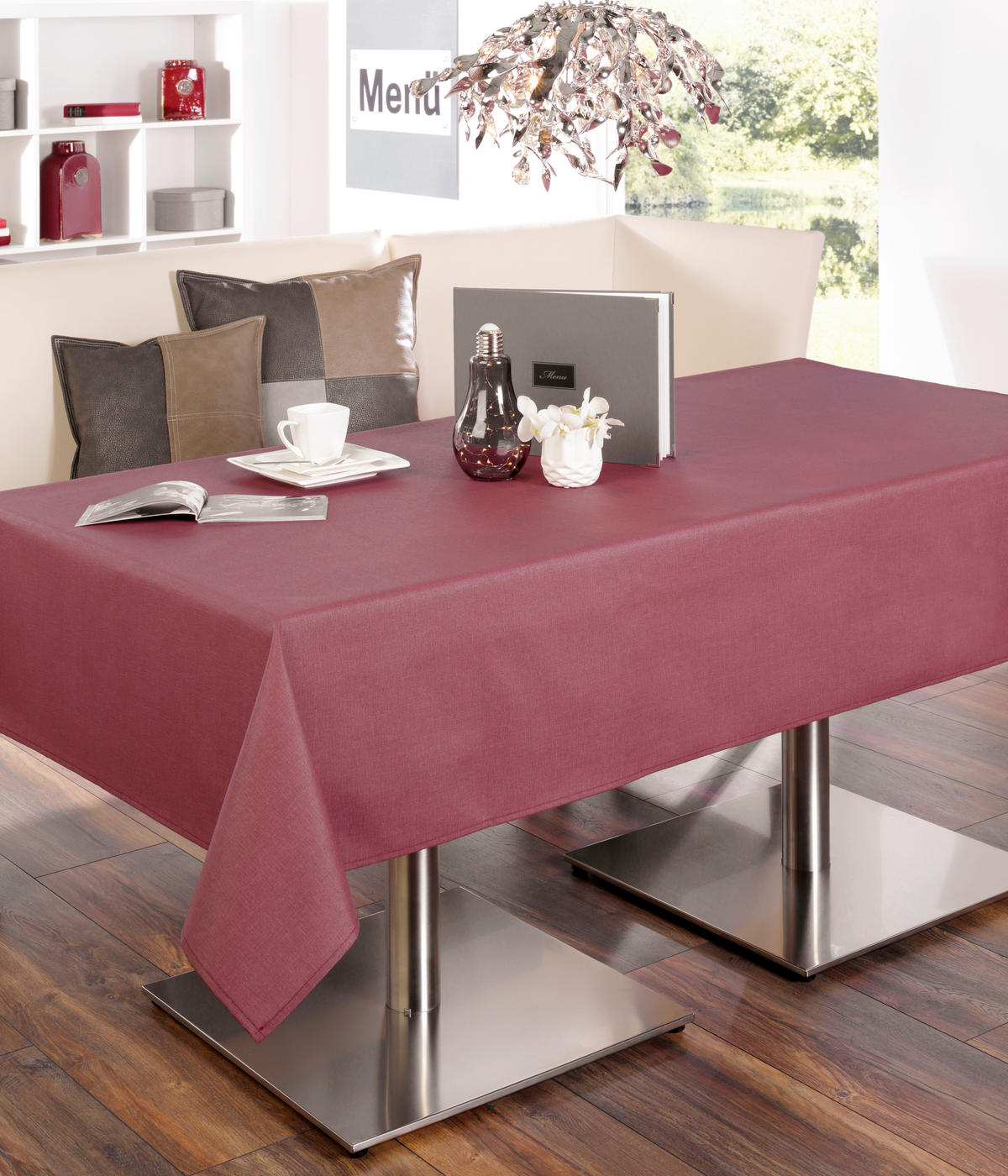 TISCHDECKE OSLO Textil Bordeaux 130/160 cm  - Bordeaux, Basics, Textil (130/160cm) - Peyer Syntex