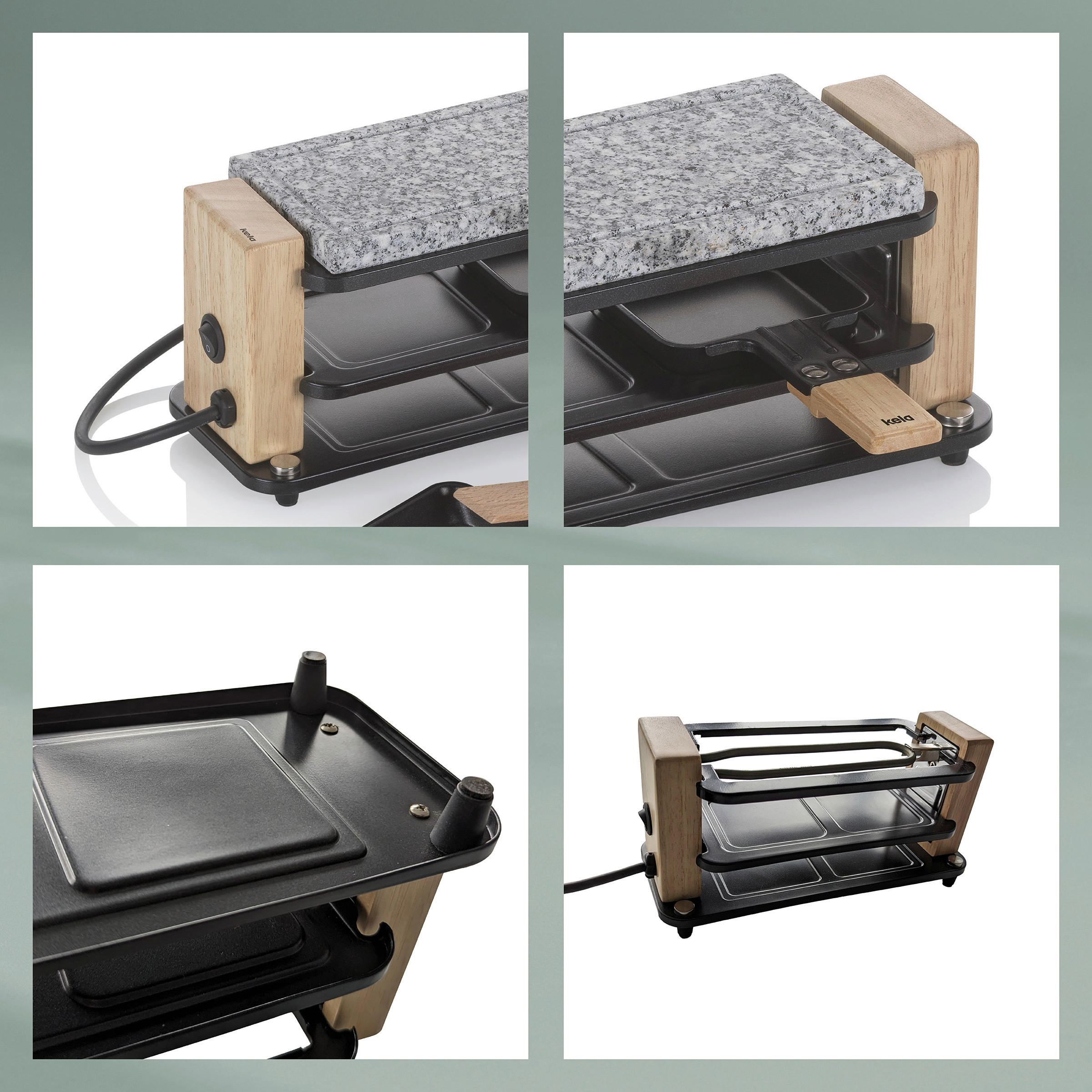 RACLETTE-GRILL Bedretto  - Schwarz, Basics, Stein (27/11/13cm) - Kela