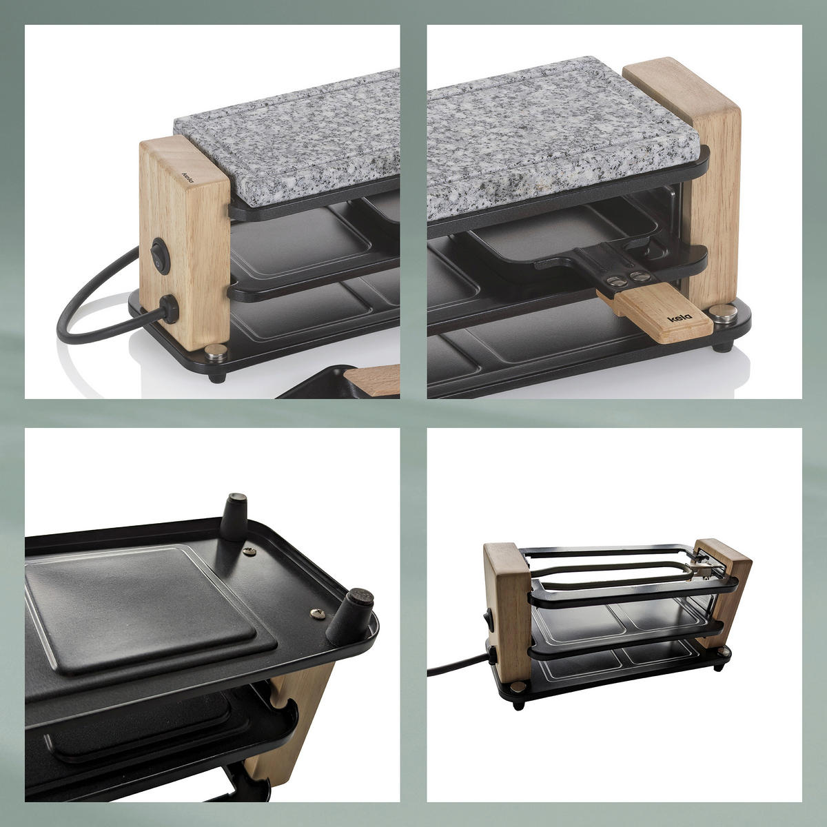 RACLETTE-GRILL Bedretto  - Schwarz, Basics, Stein (27/11/13cm) - Kela