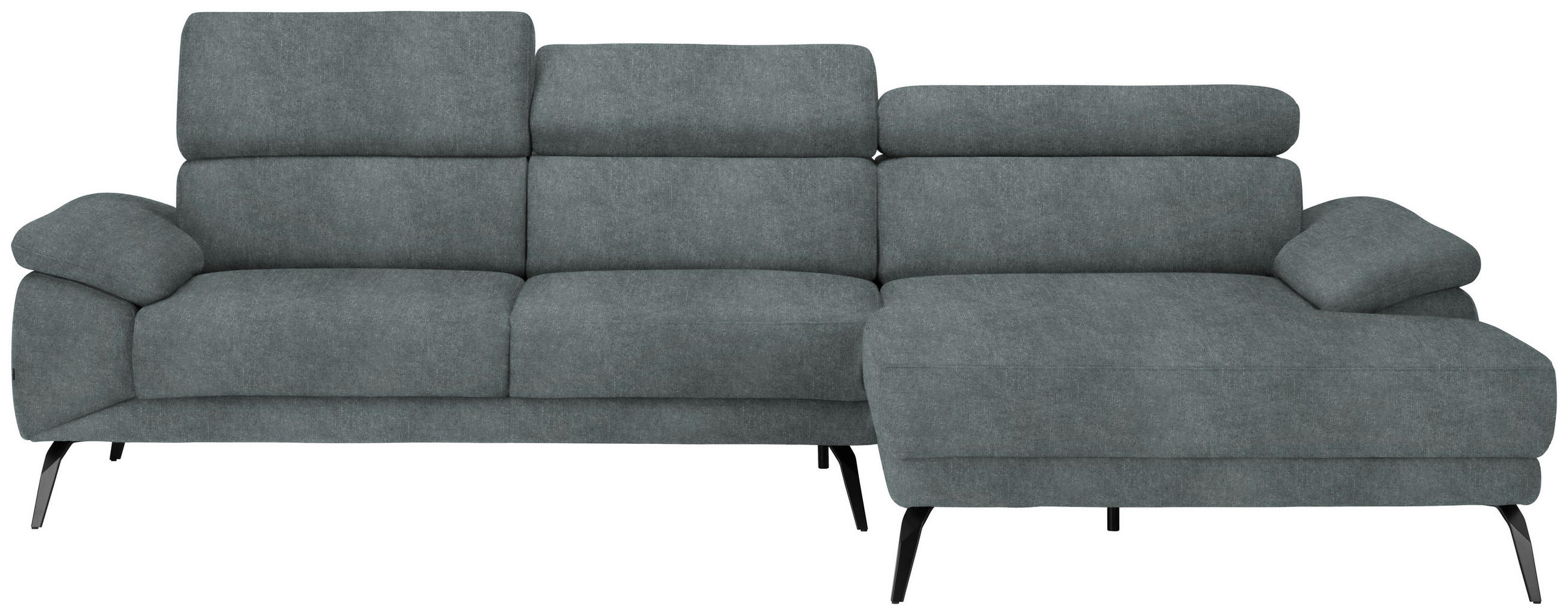 ECKSOFA in Velours Grau  - Schwarz/Grau, Design, Textil/Metall (295/187cm) - Novel