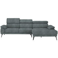 ECKSOFA in Velours Grau  - Schwarz/Grau, Design, Textil/Metall (295/187cm) - Novel