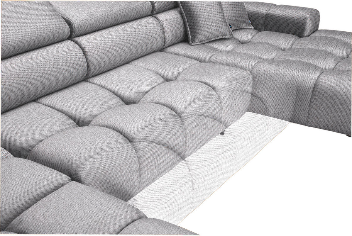 WOHNLANDSCHAFT in Webstoff Hellgrau  - Hellgrau/Schwarz, Design, Textil/Metall (216/385/177cm) - Welnova