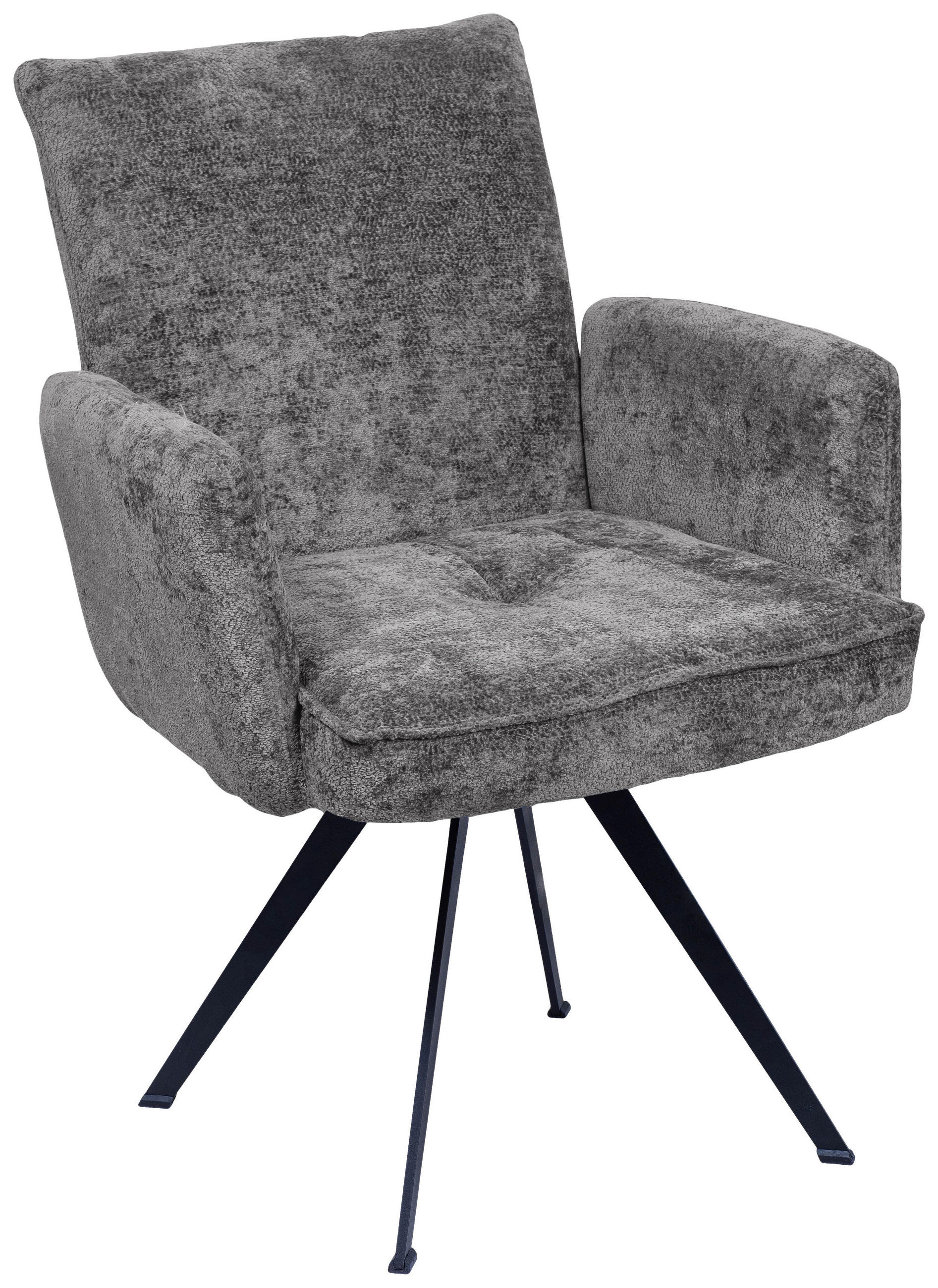 ARMLEHNSTUHL  in Eisen Teddystoff  - Schwarz/Braun, Design, Textil/Metall (64/87/71cm) - Welnova
