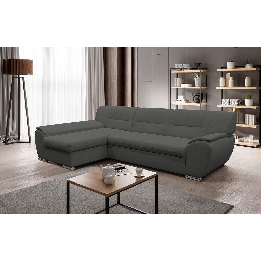 Thumbnail - Mid.you Ecksofa, Grau, Textil, 3-Sitzer, Ottomane links, L-Form, 281x167 cm, Made in EU, Stoffauswahl, seitenverkehrt er...