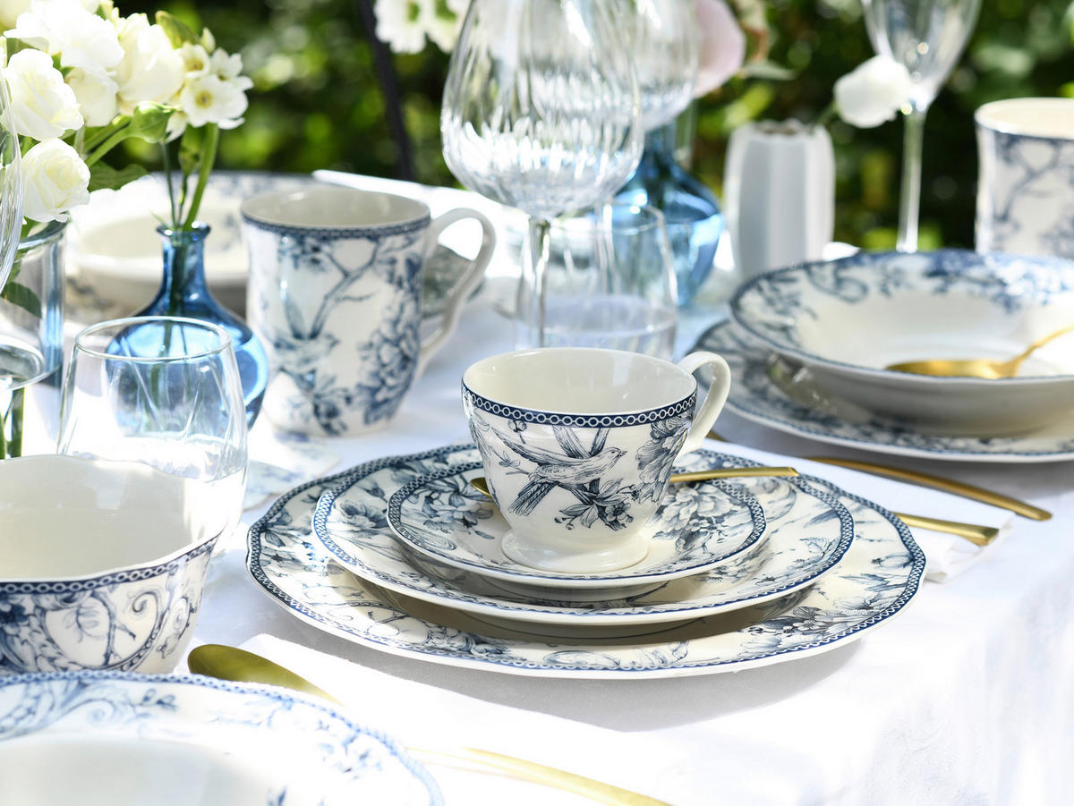 KOMBISERVICE Adelaide Blau 20-teilig  - Blau/Weiß, Basics, Keramik - Creatable