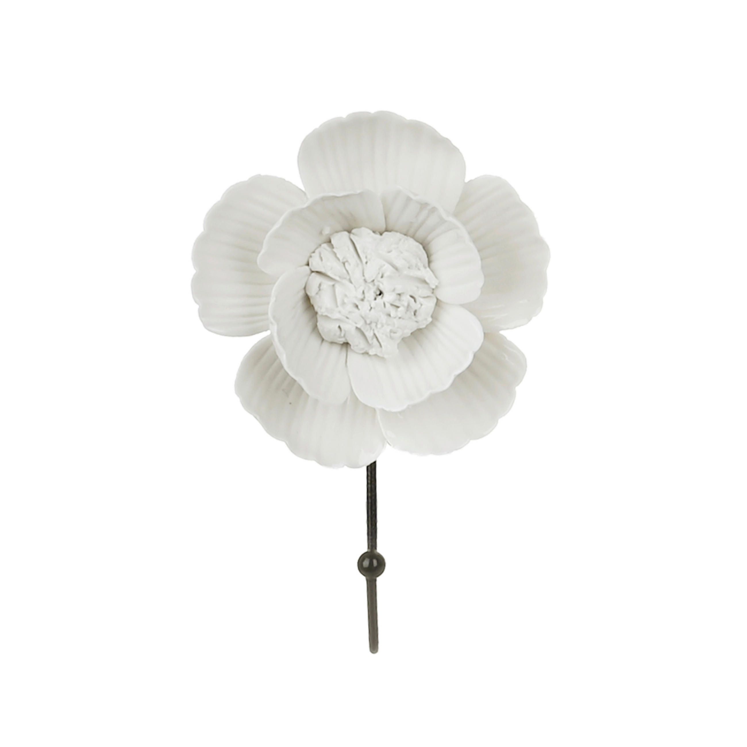 VÄGGKROK  i vit  - vit, Basics, metall/keramik (13,5/8,5/3,3cm) - Ambia Home