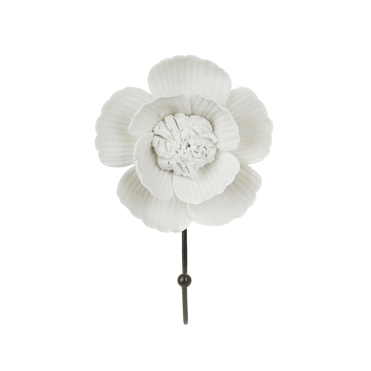 NÁSTENNÝ HÁČIK - biela, Basics, kov/keramika (13,5/8,5/3,3cm) - Ambia Home