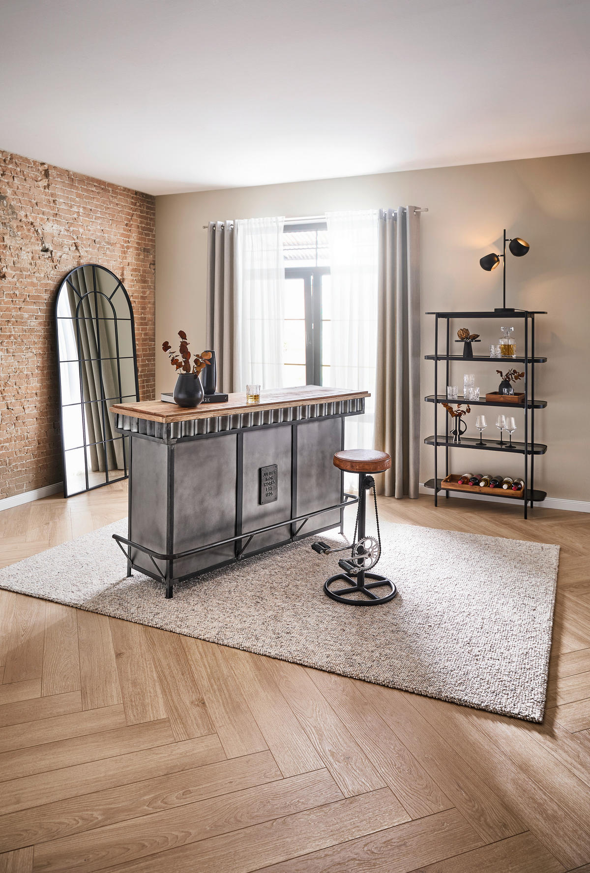 BAR Mangoholz Hartholz Anthrazit, Grau  - Anthrazit/Grau, Trend, Holz/Metall (168/103/55cm) - Landscape