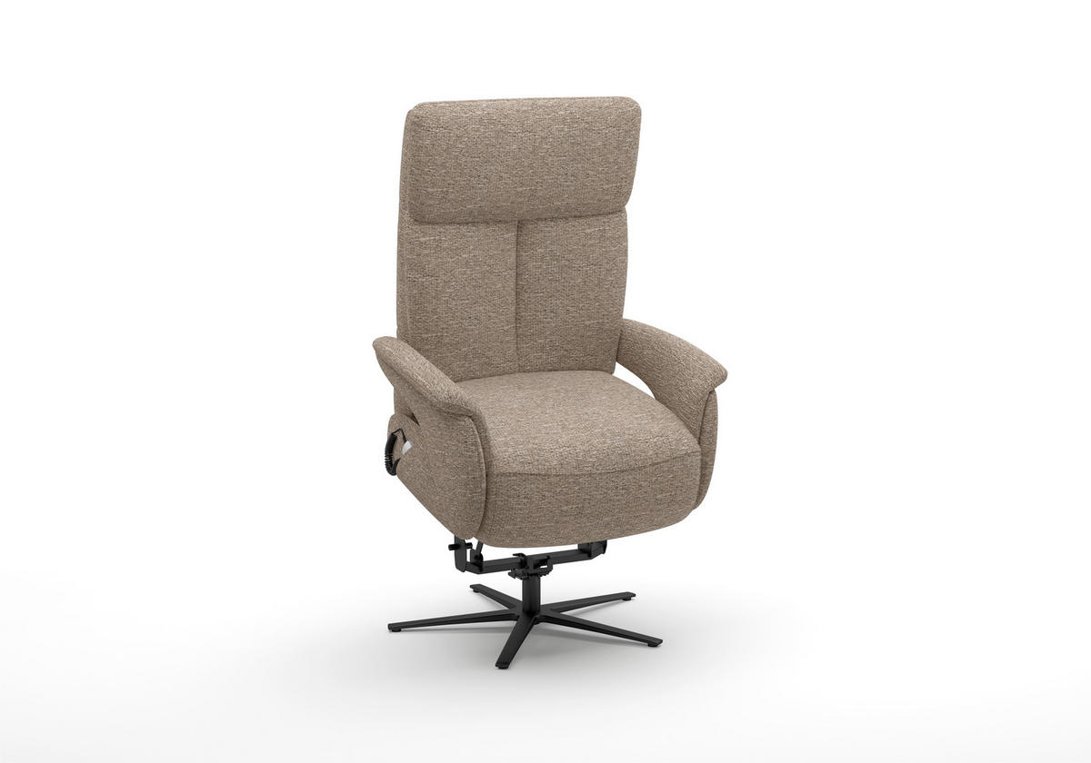 RELAXSESSEL TV TRIPLE SEVEN XTRA LARGE L3 Chenille Kopfteilverstellung, Aufstehhilfe, Fußteilverstellung, Rücken echt    - Schwarz/Cappuccino, Basics, Textil/Metall (86/115/86cm) - Sit & More