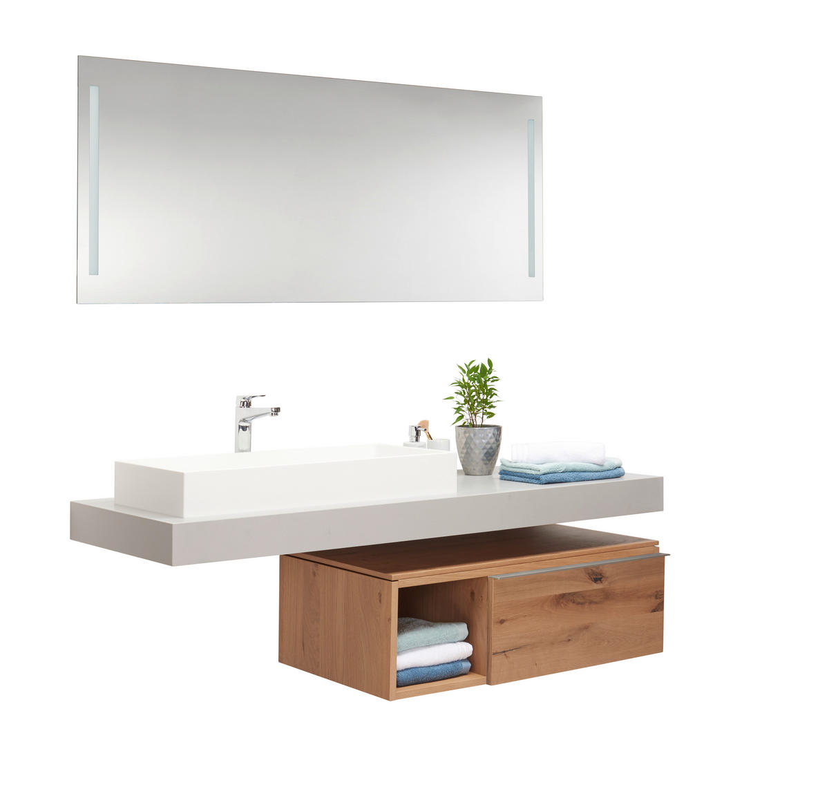 MOBILIER BAIE - alb/culoare lemn stejar, Design, sticlă/lemn (160cm) - Voglauer