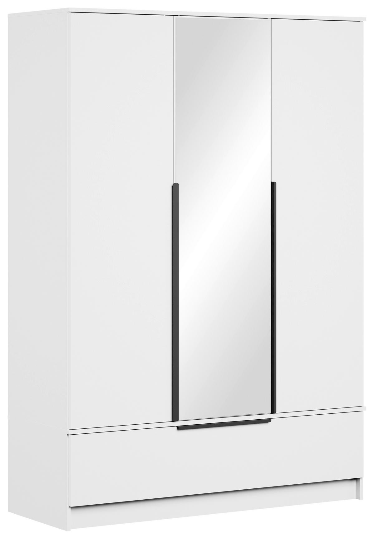 KLEIDERSCHRANK Weiss  - Weiss/Schwarz, Konventionell, Holzwerkstoff/Metall (134,5/192,9/51cm) - MID.YOU