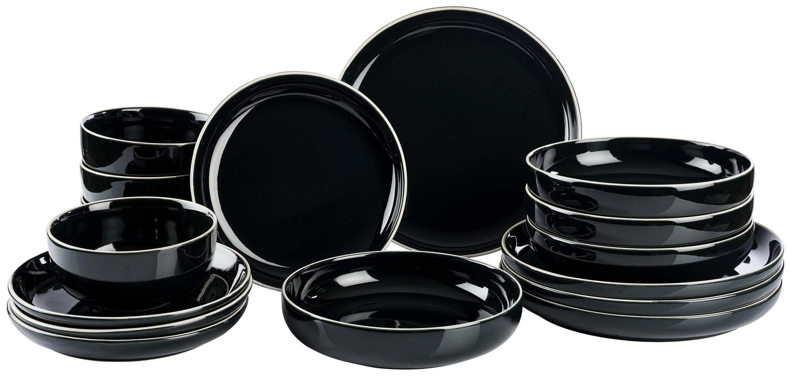 ÉTKÉSZLET 16 részes  - fekete, Trend, kerámia - Novel