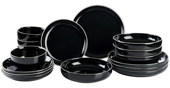 KOMBISERVICE Bastia noro 16-teilig  - Schwarz, Trend, Keramik - Novel