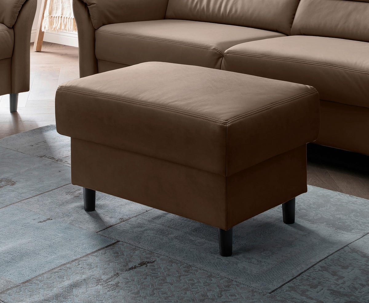 HOCKER in Textil Braun  - Schwarz/Braun, Modern, Holz/Textil (76/46/55cm) - Livetastic