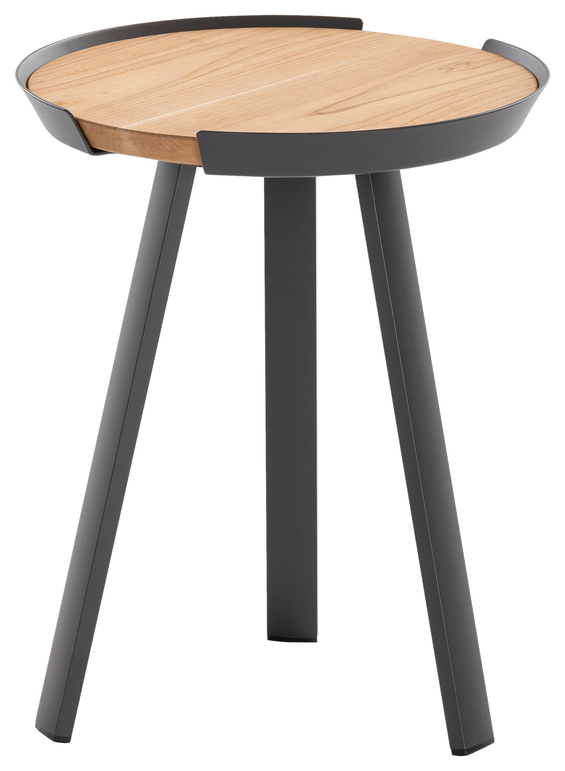 GARTENBEISTELLTISCH 40/40/50 cm Holz, Metall rund  - Anthrazit/Teakfarben, MODERN, Holz/Metall (40/40/50cm)