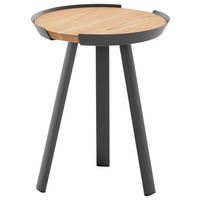 GARTENBEISTELLTISCH 40/40/50 cm Holz, Metall rund  - Anthrazit/Teakfarben, MODERN, Holz/Metall (40/40/50cm)