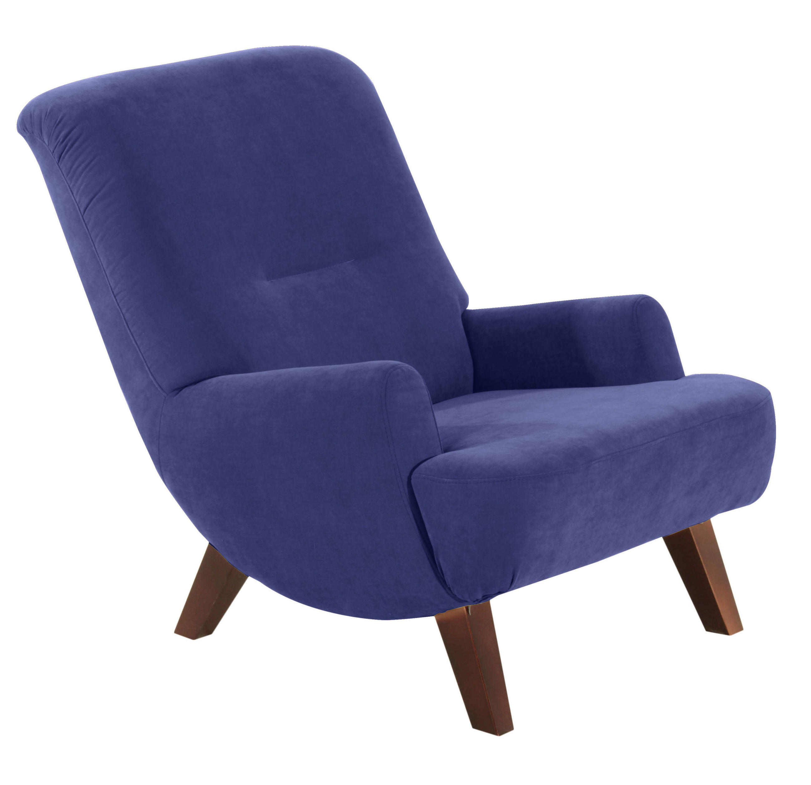 RELAXSESSEL Velours Rücken echt    - Blau/Nussbaumfarben, Design, Holz/Textil (71/101/80cm) - Max Winzer