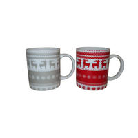 CANĂ PENTRU CAFEA 300 ml  - gri deschis/roșu, Lifestyle, ceramică (0,3l) - X-Mas