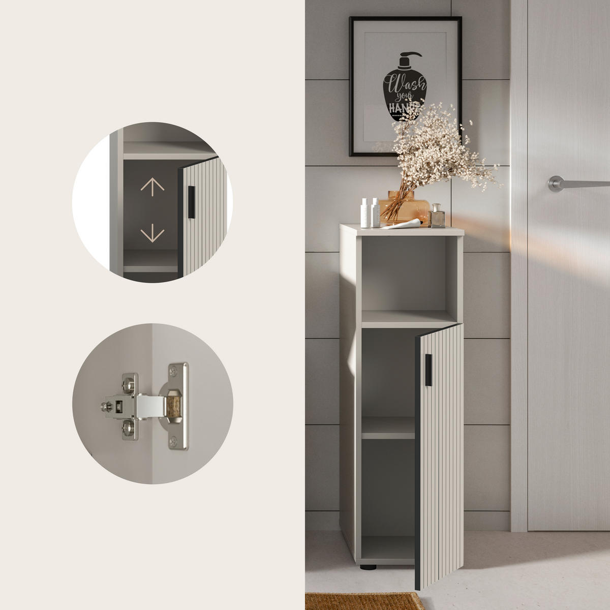 MIDISKÅP  - svart/kashmir, Trend, trämaterial/plast (30/95/30cm) - MID.YOU