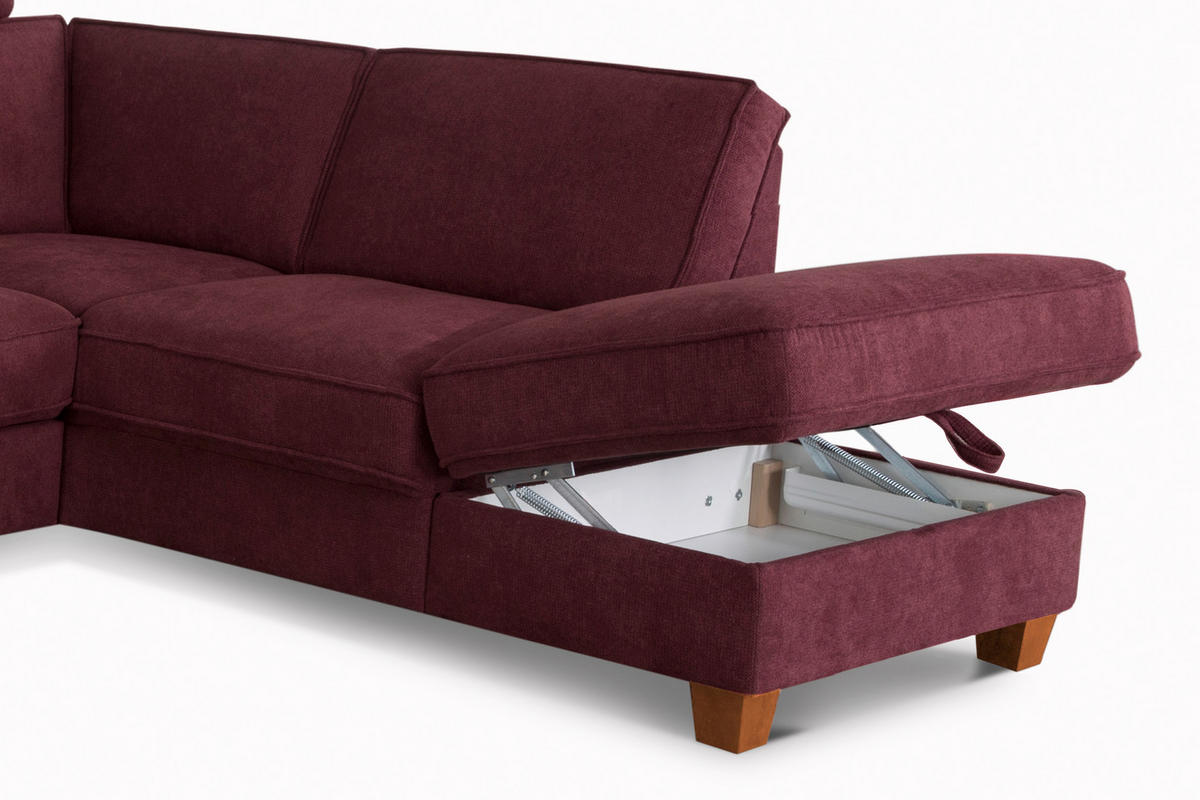 ECKSOFA in Flachgewebe Dunkelrot  - Eichefarben/Dunkelrot, Konventionell, Holz/Textil (236/213cm) - Sit & More