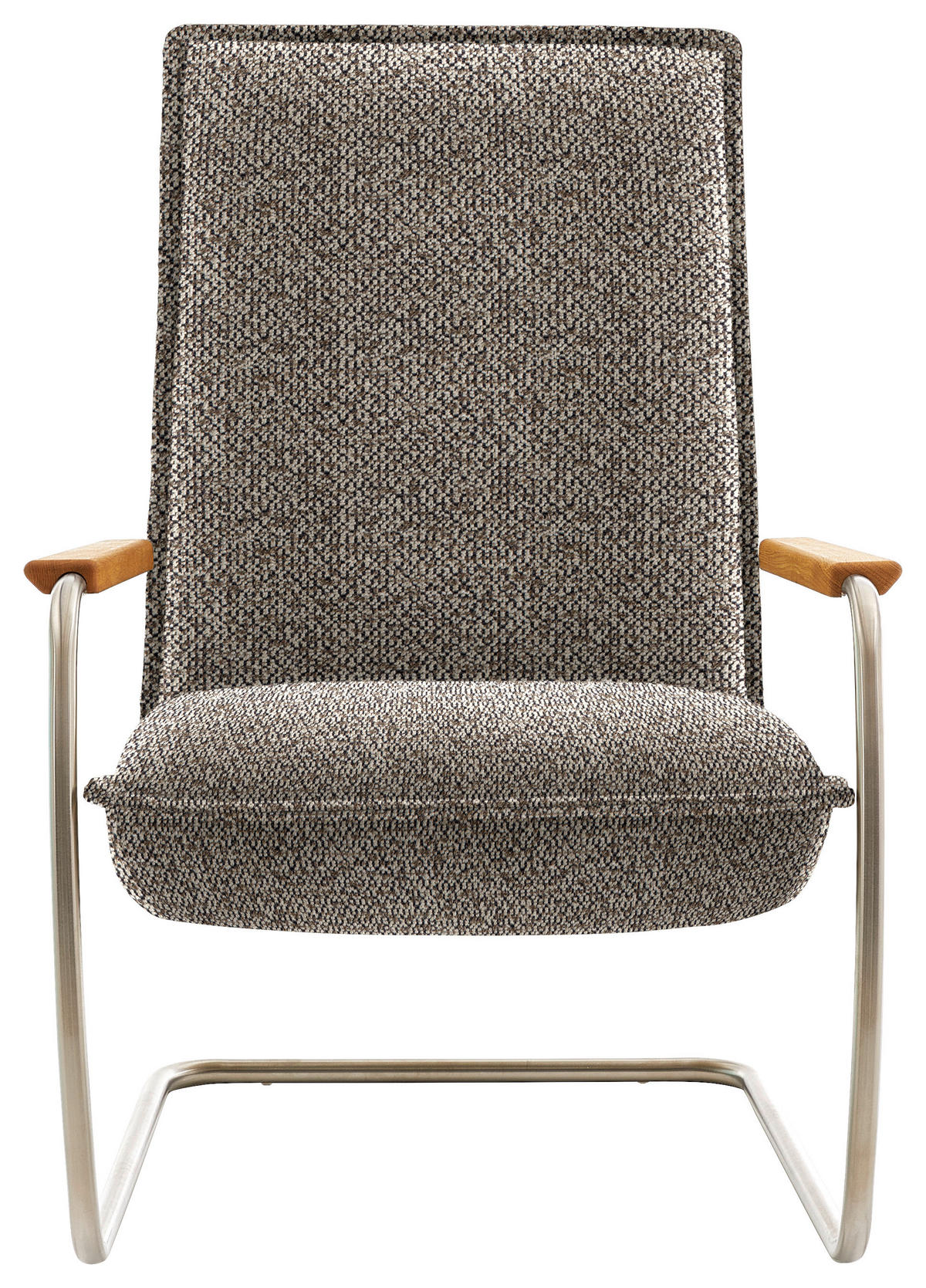 SESSEL in Flachgewebe Braun  - Edelstahlfarben/Eichefarben, Design, Holz/Textil (76/105/87cm) - Livetastic