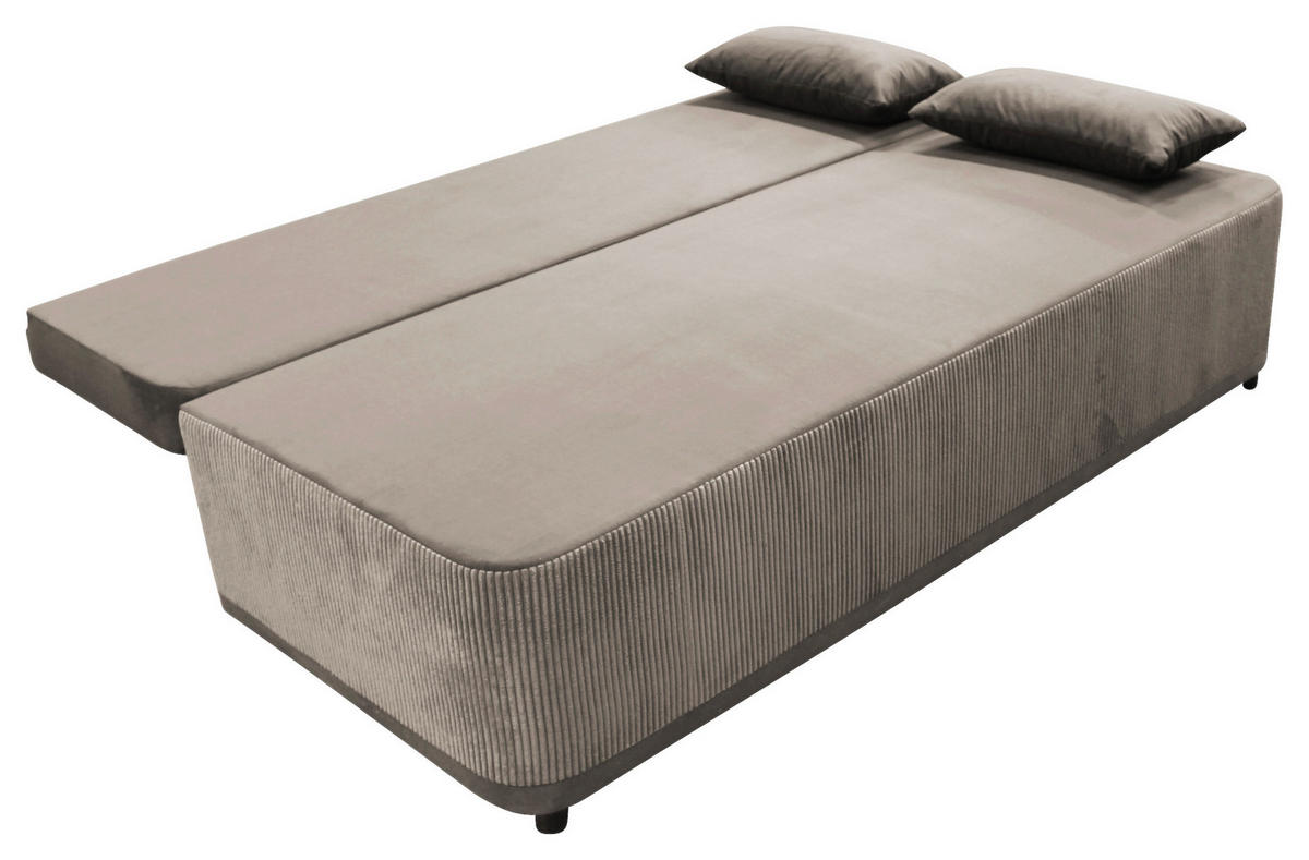 SCHLAFSOFA Velours Braun Rückenkissen, Armlehnenkissen, Bettkasten  - Schwarz/Braun, Design, Kunststoff/Textil (197/90/83cm) - MID.YOU