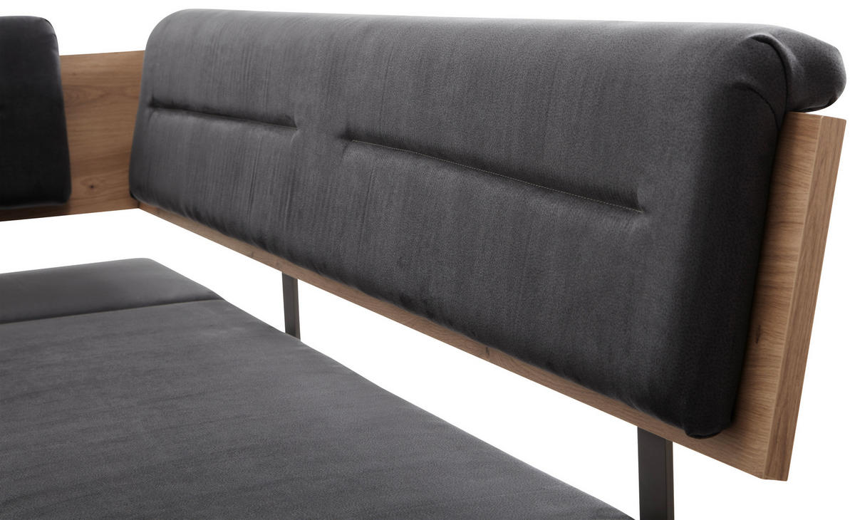 ECKBANKGRUPPE in Metall, Textil, Holzwerkstoff Anthrazit, Eichefarben, Edelstahlfarben  - Edelstahlfarben/Eichefarben, KONVENTIONELL, Holzwerkstoff/Textil (155/205cm) - Cantus