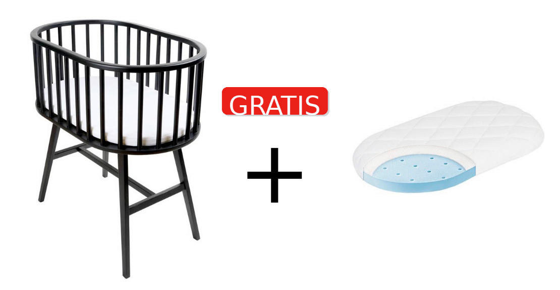 BEISTELLBETT LUDWIG  83/52/88 cm  - Schwarz, Trend, Holz/Holzwerkstoff (83/52/88cm) - Jimmylee