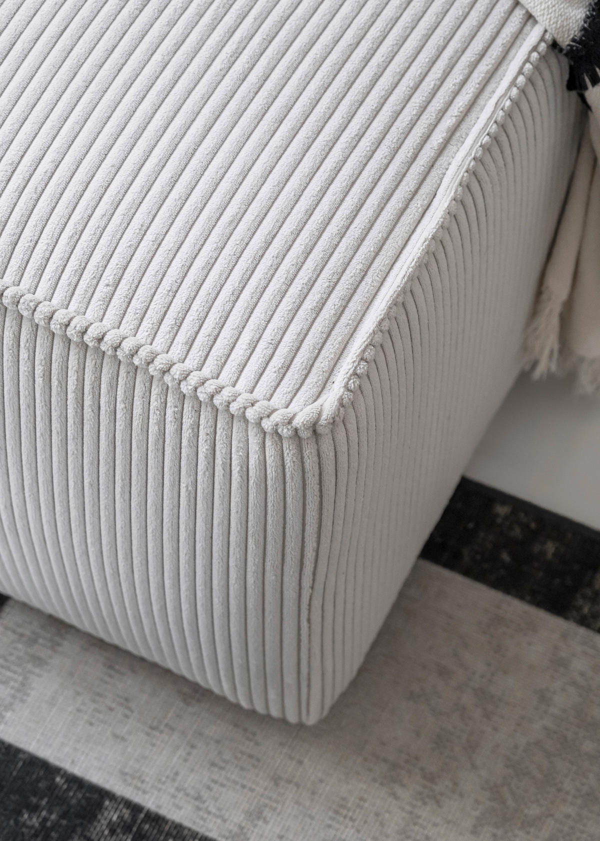 ECKSOFA Beige Cord Bettkasten, Rückenkissen  - Beige/Schwarz, Design, Kunststoff/Textil (247/194cm) - MID.YOU