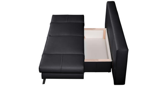 SCHLAFSOFA Schwarz Echtleder - Schwarz, KONVENTIONELL, Leder/Metall (200/85/90cm) - Novel