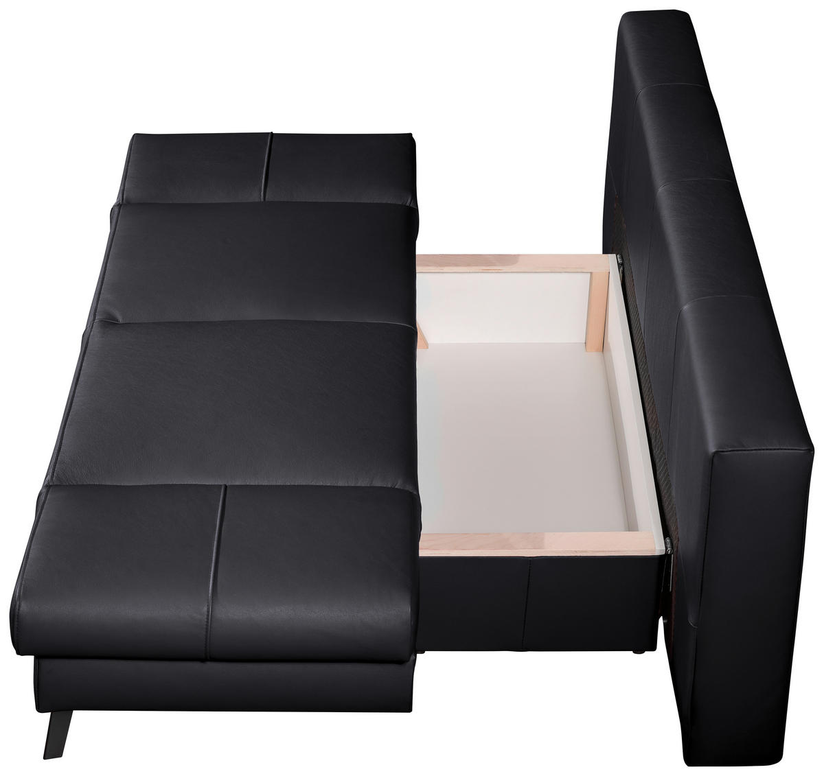 SCHLAFSOFA Schwarz Echtleder  - Schwarz, KONVENTIONELL, Leder/Metall (200/85/90cm) - Novel