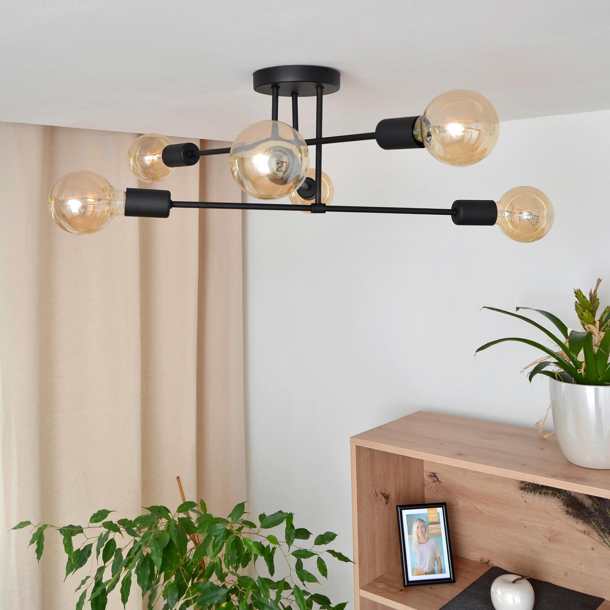 DECKENLEUCHTE    58/58/24 cm  - Schwarz, KONVENTIONELL, Metall (58/58/24cm)