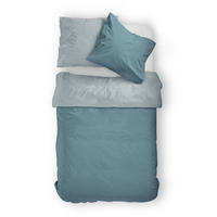 WENDEBETTWÄSCHE Makosatin 140/200 cm  - Blau/Hellblau, KONVENTIONELL, Textil (140/200cm)