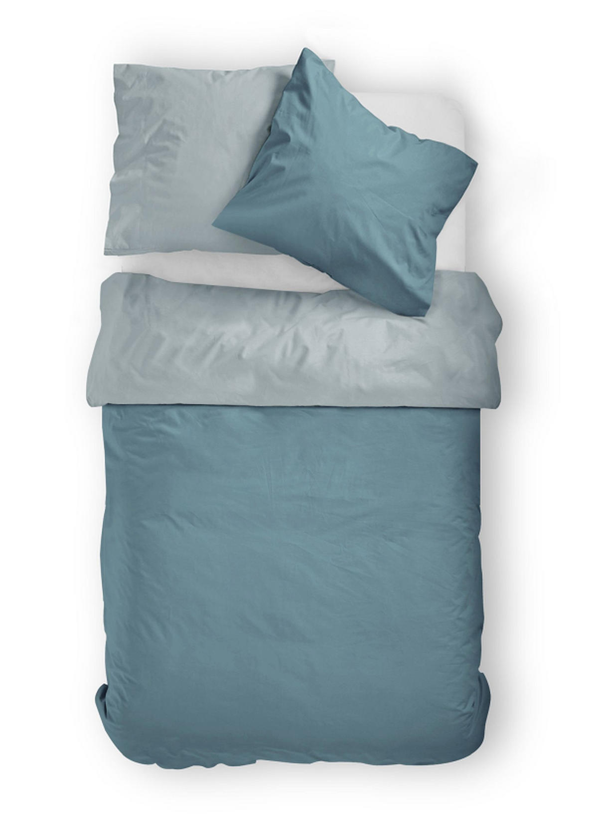 WENDEBETTWÄSCHE Makosatin 140/200 cm  - Blau/Hellblau, KONVENTIONELL, Textil (140/200cm)